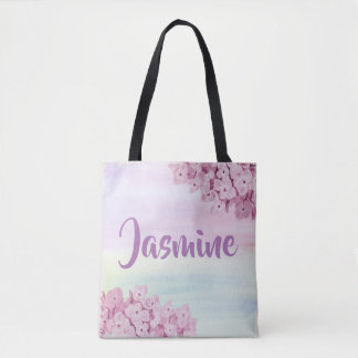 Tote Bag Joli Pastel Rose Hydrangea Aquarelle
