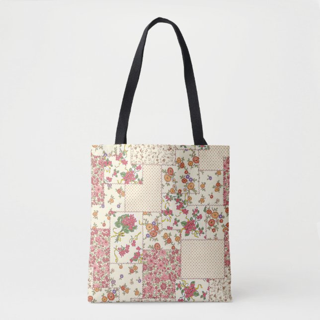 Tote Bag Joli Patchwork Floral Conception transparente (Devant)