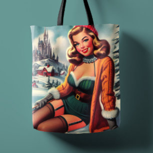 Tote Bag Joli Pin-up Rétro Hiver
