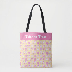 Tote Bag Joli Pink and Yellow Trick ou traiter Halloween