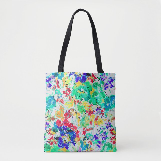 Tote Bag Joli puzzle à motif floral abstrait (Devant)