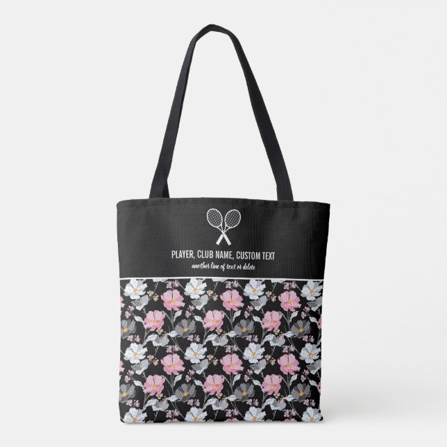 Tote Bag Joli Raquet de tennis blanc rose Floral (Dos)
