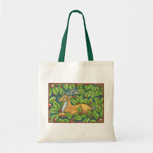 Tote Bag Joli renne de Noël en forêt avec Holly