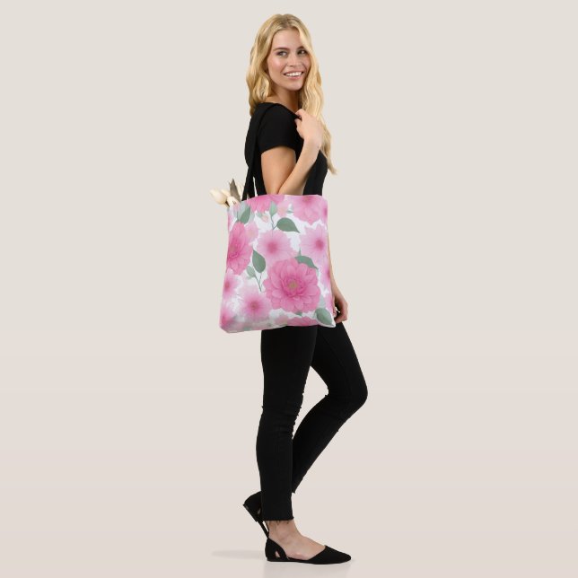 Tote Bag Joli rose Fleur esthétique Serene Floral Charme (Sur le modèle)