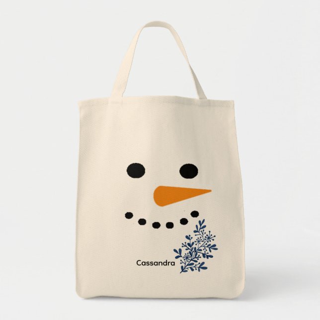 Tote Bag Joli Snowman visage hiver cadeau de Noël (Devant)