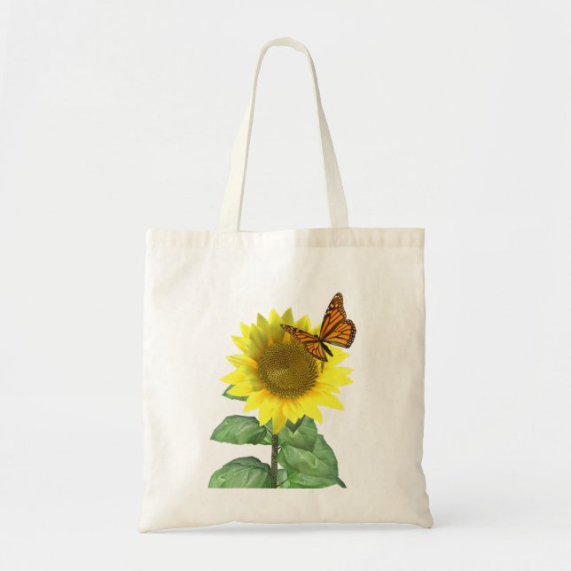 Tote Bag Joli tournesol jaune et papillon orange (Devant)