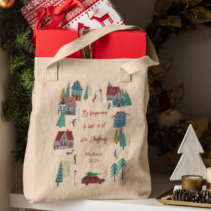 Tote Bag Joli village de patinage nordique