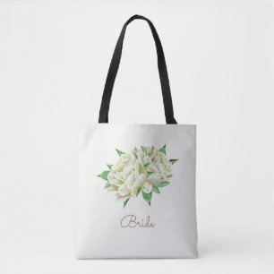 Tote Bag Jolie aquarelle crème pivoines