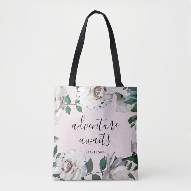 Tote Bag Jolie aventure florale attend avec le nom (Devant)