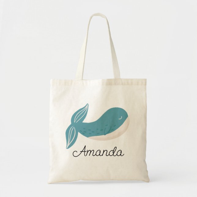 Tote Bag Jolie baleine bleue. Animal marin marine (Devant)