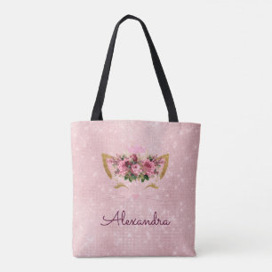 Tote Bag Jolie Blush rose Kitty Monogram Party