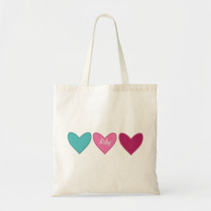 Tote Bag Jolie carte rose + 3 Coeurs Saint-Valentin