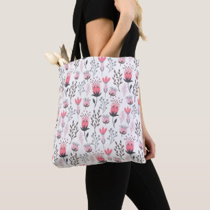 Tote Bag Jolie couche de monogramme rose Vintage rétro