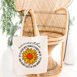 Tote Bag Jolie écriture de tournesol verset bible