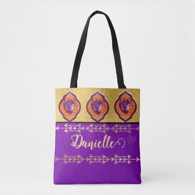 Tote Bag Jolie Fairy Purple et Gold Custom (Devant)