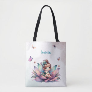 Tote Bag Jolie fée assise à l'intérieur d'une fleur