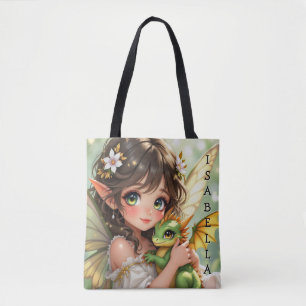 Tote Bag Jolie fée d'anime et dragon Chibi 