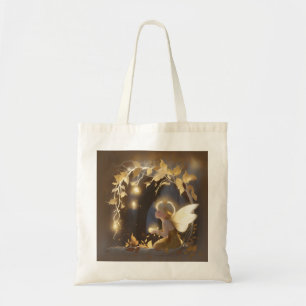 Tote Bag Jolie fée d'automne avec des fleurs lumineuses