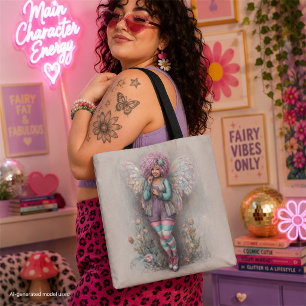 Tote Bag Jolie Fée Pastel aux Ailes Irridescentes et aux Co
