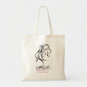 Tote Bag Jolie fille avec cheveux ondulés et Icône maquilla