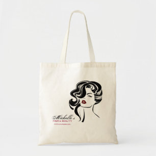 Tote Bag Jolie fille avec cheveux ondulés Icône maquillage