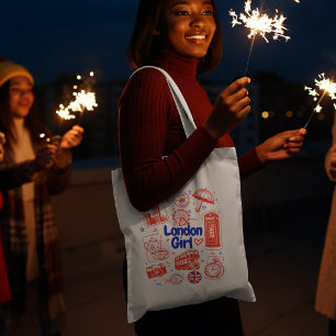 Tote Bag Jolie fille de Londres Voyage Doodle – Londres Ang