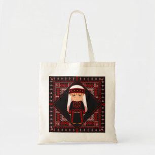 Tote Bag jolie fille palestinienne Broderie rouge tatreez