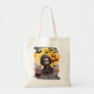 Tote Bag Jolie Fille Squelette avec Ballons et Friandises