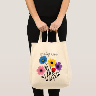 Tote Bag Jolie Fleur Sauvage Art Naïf Enfant Épicerie