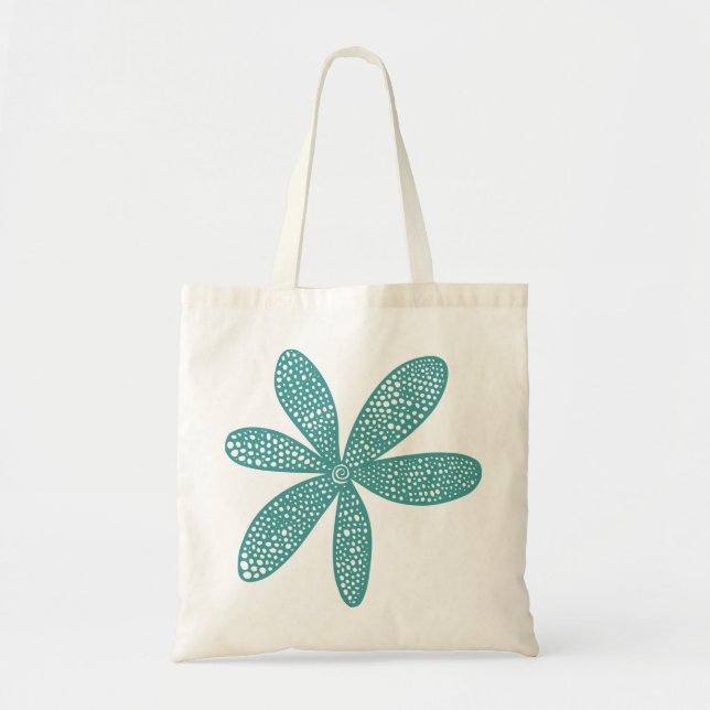 Tote Bag Jolie Fleur - Vert Océan (Devant)