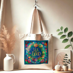 Tote Bag Jolie Floral Bleu Voyez la Bonne Inspirivité