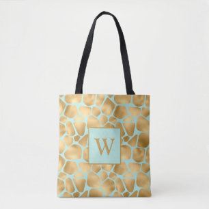 Tote Bag Jolie Giraffe Spots Mint et Golden