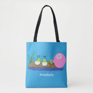 Tote Bag Jolie grenouilles drôles bubblegum dessin animé il