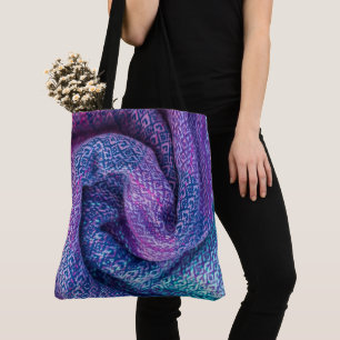 Tote Bag Jolie laine mélangée violet et bleu