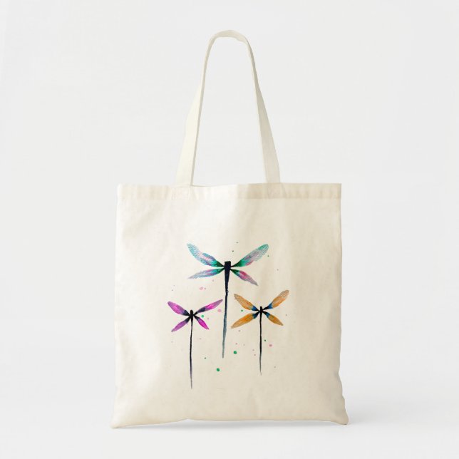 Tote Bag Jolie libellule aquarelle rustique (Devant)
