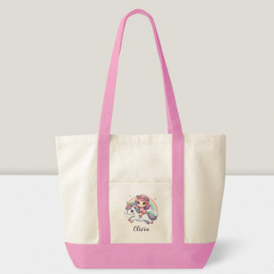 Tote Bag Jolie petite fille sur licorne