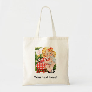 Tote Bag Jolie petite fille vintage avec poupée