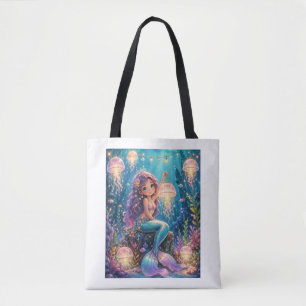 Tote Bag Jolie sirène avec lanterne de méduse