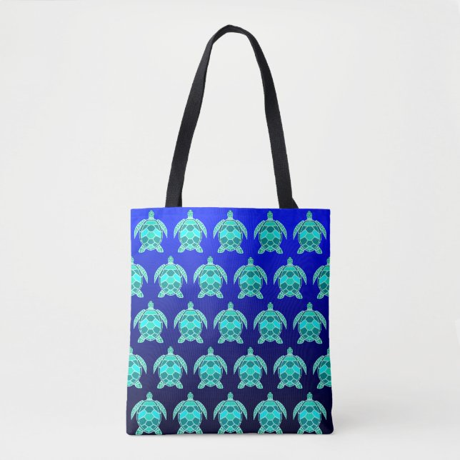 Tote Bag Jolie tortue turquoise bleu turquoise motif (Devant)