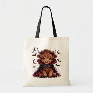 Tote Bag Jolie vache des Highlands vampire Halloween aquare