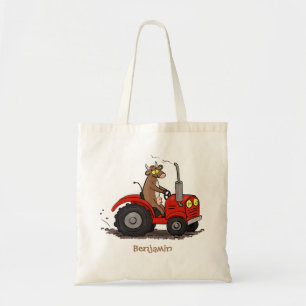 Tote Bag Jolie vache heureuse conduisant un dessin animé de