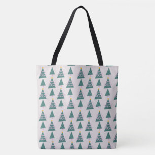 Tote Bag Jolies arbres Doodles rose vert