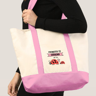 Tote Bag Jolies coccinelles promues grand-mère rose