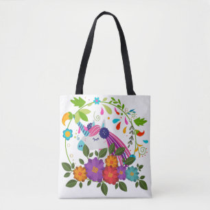 Tote Bag Jolies Fleurs roses mignonnes Unicorne Noël Noël