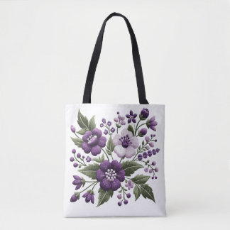 Tote Bag Jolies fleurs violettes et blanches
