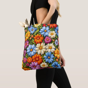 Tote Bag Jolies Fleurs, Vivement Colorées,