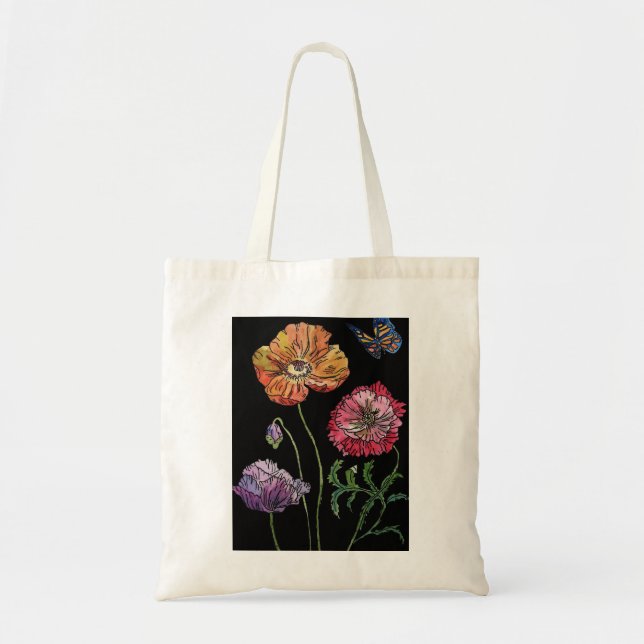 Tote Bag Jolies tartines sur la peinture à l'aquarelle noir (Devant)