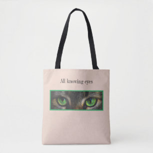 Tote Bag Jolis yeux de chat sur fond beige