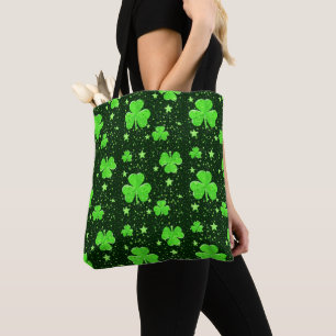 Tote Bag Jote Green Shamrock Stars Irish St. Patrick's Day