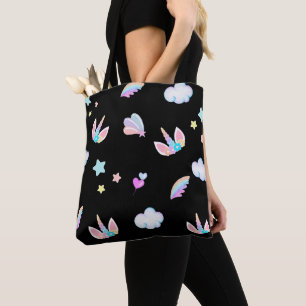Tote Bag Jote Unicorne face arc-en-ciel dégradé fête d'anni